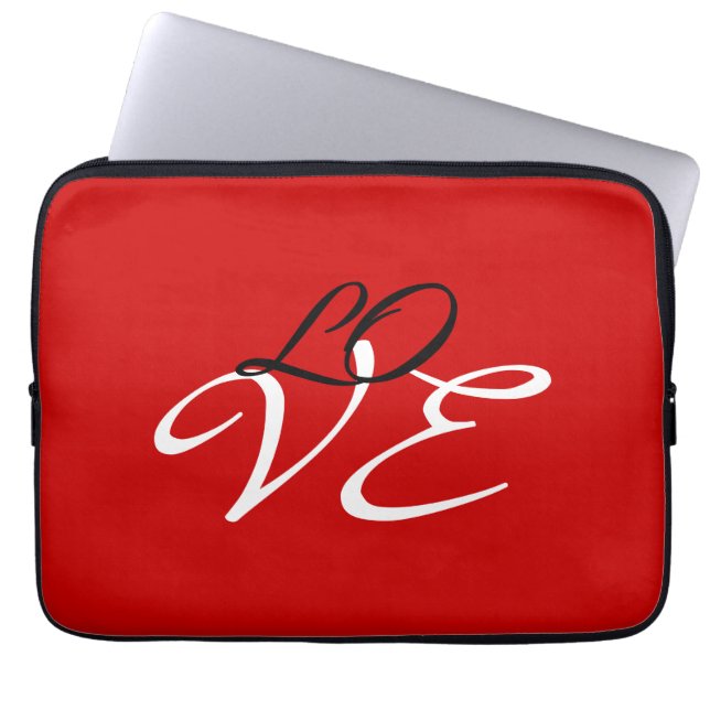 Kärlek röd vit svart färg kalligrafi skrift laptop fodral (Framsidan)