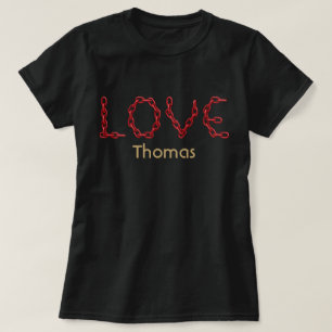 Kärlek Röda kedjan Brev Guld Anpassad Namn T Shirt