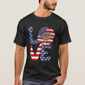 Kärlek: Röda vita och blå juli 4:e amerikanska Fla T Shirt