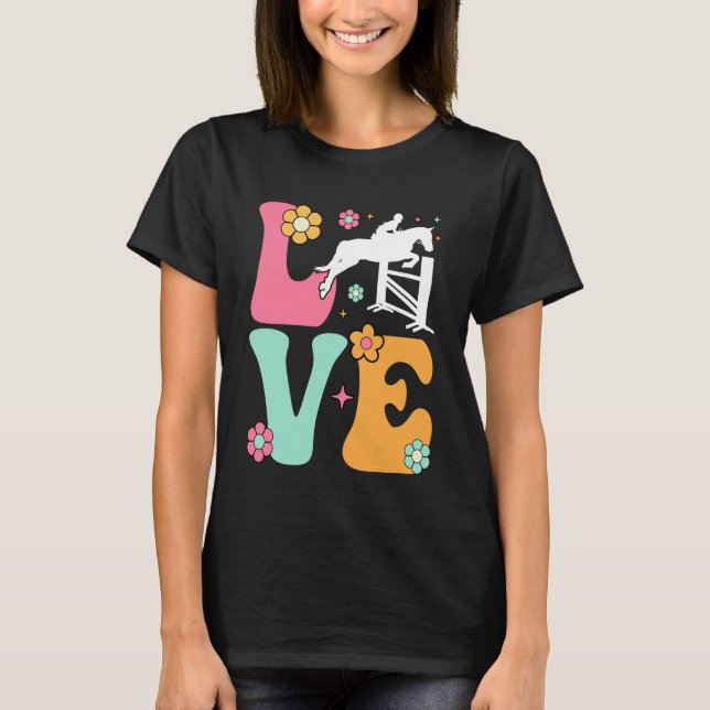 Kärlek Rolig Häst Boho Ridning  T Shirt (Framsida)