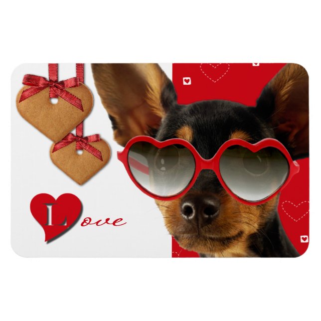 Kärlek. Rolig hund Alla hjärtans dag-gåva Magnet (Horisontell)