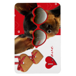 Kärlek. Rolig hund Alla hjärtans dag-gåva Magnet