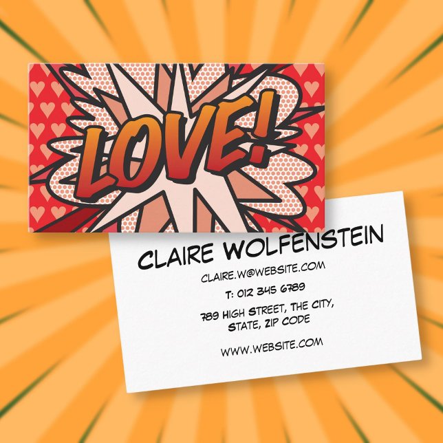 KÄRLEK Rolig Modern Cool Serietidning Visitkort (LOVE Fun Modern Cool Comic Book Business Card)