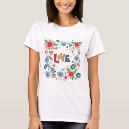 Kärlek Roligt Blommigt Hearts Cute Inspirief T Shirt