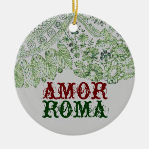 Kärlek Roma med grönt snöre Julgransprydnad Keramik