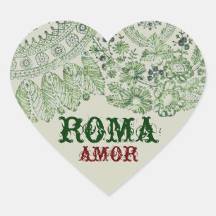 Kärlek Roma med vintagesnöre Hjärtformat Klistermärke