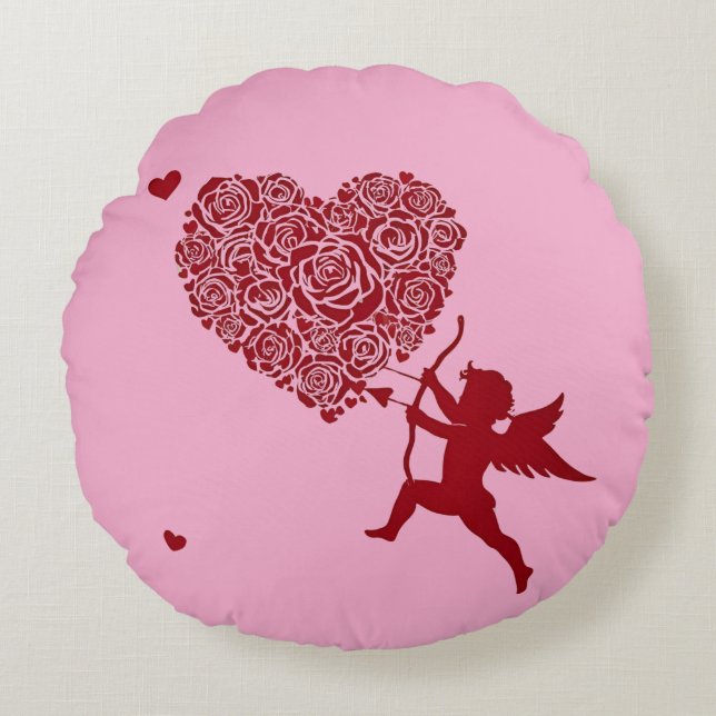 Kärlek & Romantik - Alla hjärtans dag Speciell Rund Kudde (Framsidan)