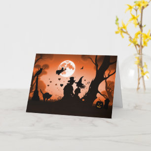 Kärlek Romantik på Halloween Cute lite par Kort