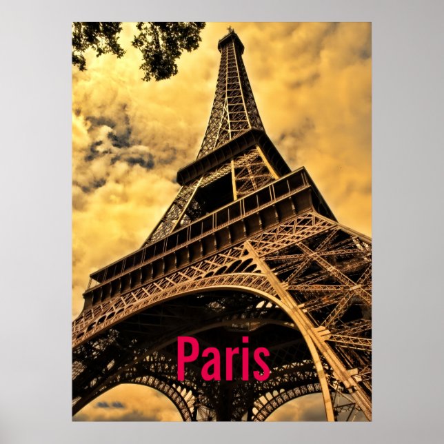 Kärlek & Romantik stad Paris Eiffel Torn Frankrike Poster (Framsidan)