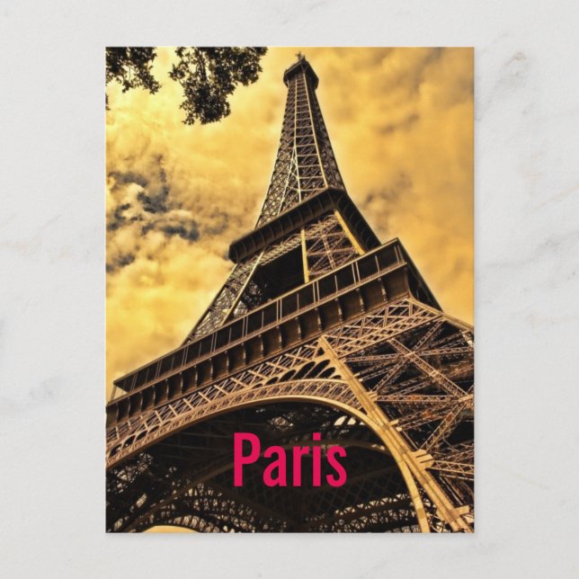 Kärlek & Romantik stad Paris Eiffel Torn Frankrike Vykort (Framsida)