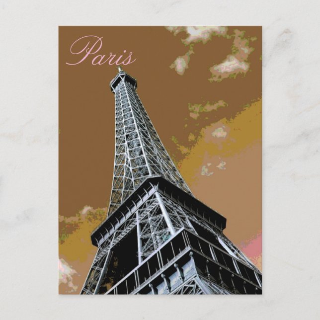 Kärlek & Romantik stad Paris Eiffel Torn Frankrike Vykort (Framsida)