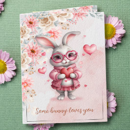Kärlek Rosa Bunny Alla hjärtans dag Kort