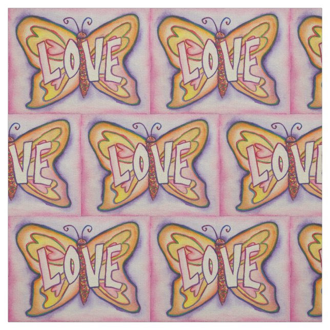Kärlek Rosa Butterfly-inspirationsetikettmaterial Tyg (Provkarta)