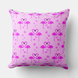 Kärlek Rosa Flamingos med hjärter Kudde