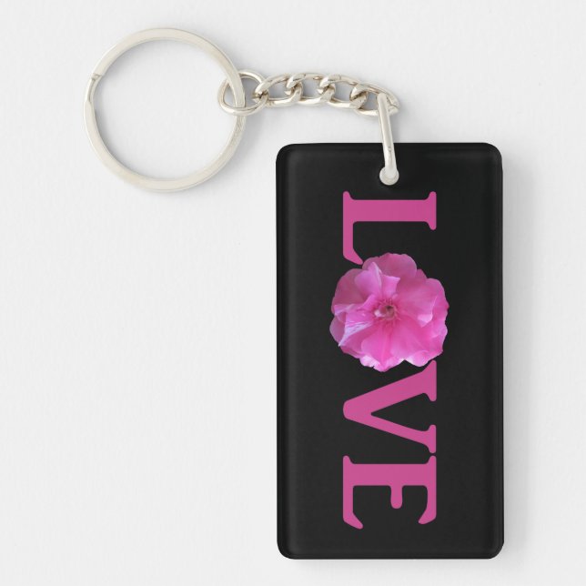 Kärlek Rosa Flower Keychain (Framsidan)