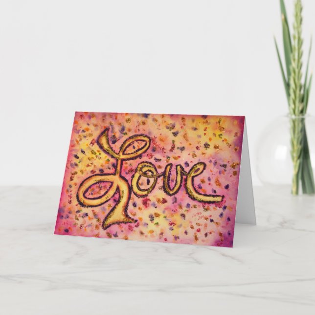 Kärlek Rosa Glamorösa Glitterhälsningar eller Notk Kort (Framsida)