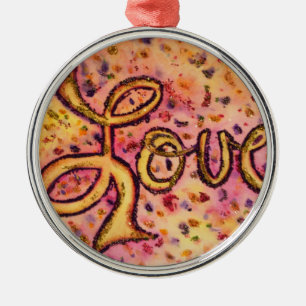 Kärlek Rosa Glamoröst Glitter Ordkonst Ornament