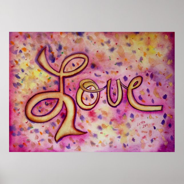 Kärlek Rosa Glamous Art Painting Poster Skriv ut (Framsidan)