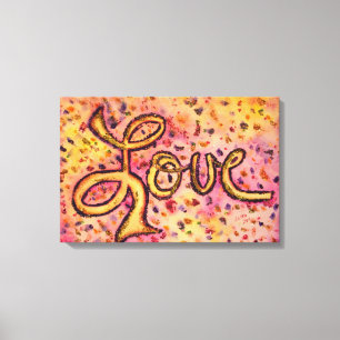 Kärlek Rosa Glamous Glitter Painting Kanvastryck