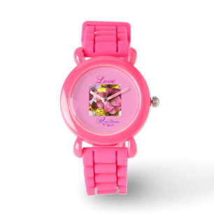 "Kärlek" Rosa Glitter Strap Watch Armbandsur