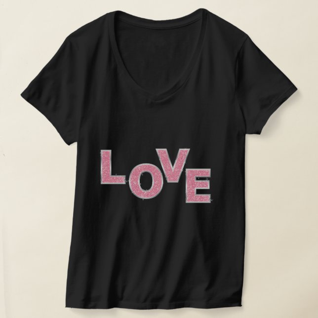 Kärlek Rosa Glitter T Shirt (Laydown)