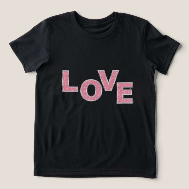 Kärlek Rosa Glitter T Shirt (Design Framsida)