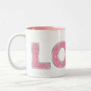 Kärlek Rosa Glitter Två-Tonad Mugg