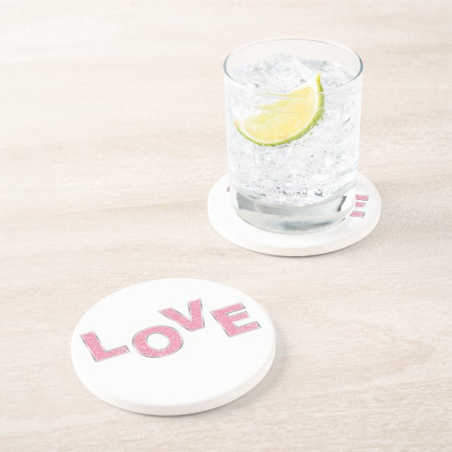 Kärlek Rosa Glitter Underlägg (Sidan)