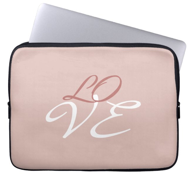 Kärlek Rosa Guld Färg Kalligrafi Skrift Laptop Fodral (Framsidan)