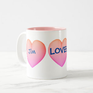 Kärlek Rosa Heart Personlig Två-Tonad Mugg