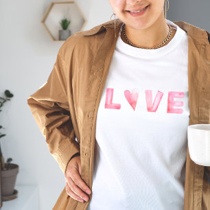 Kärlek Rosa Heart Valentindagen / sommar T-Shirt