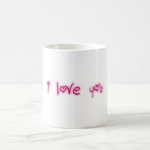 Kärlek, Rosa Hearts Typography Valentine Kärlek Kaffemugg