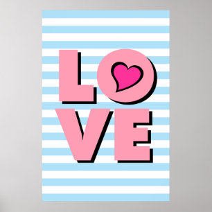 KÄRLEK, rosa hjärta, typografi poster, t shirt, Poster
