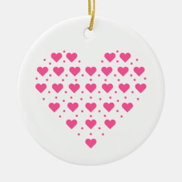 Kärlek rosa hjärtan julgransprydnad keramik