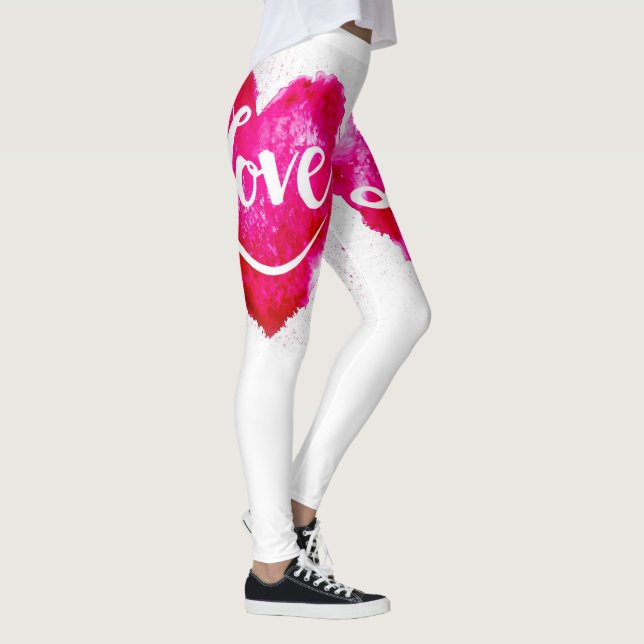 Kärlek Rosa Hjärtklämningar Leggings (Höger)