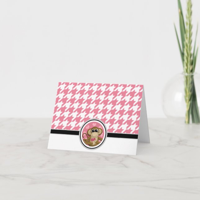 Kärlek Rosa Houndstooth-kort för anpassningsbar av Tack Kort (Framsida)