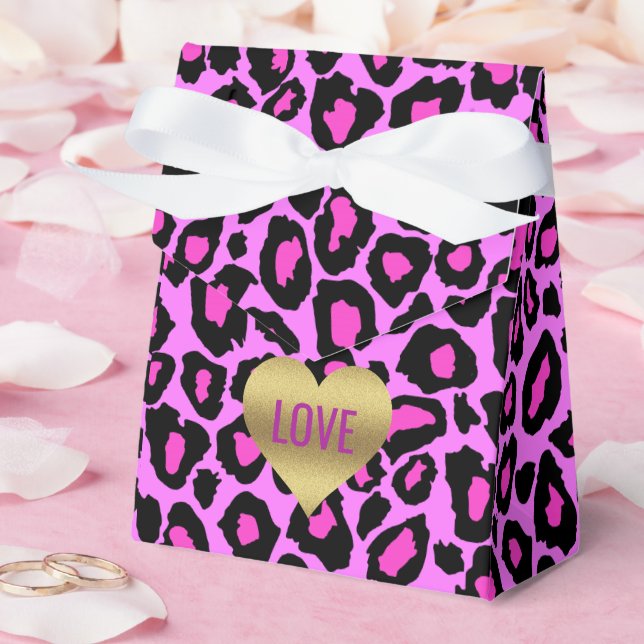 Kärlek Rosa & Leopard Firande Duschfest Presentaskar (Bröllop)
