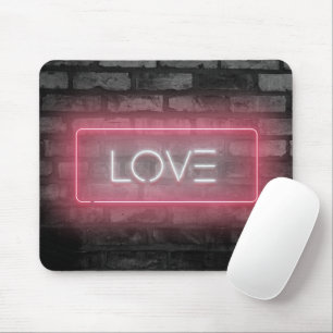 KÄRLEK Rosa Neon-signaturmusknapp Musmatta