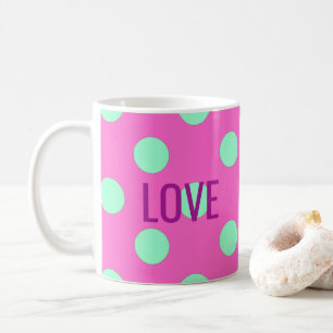 Kärlek Rosa och mynning Polka dots Party Kaffemugg