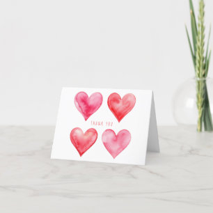 Kärlek rosa och röda akvarellhjärtan mönster tack kort