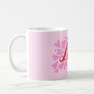 Kärlek - rosa och rött kaffemugg