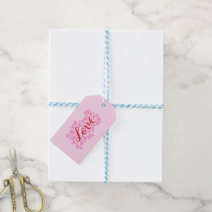 Kärlek - rosa och rött presentetikett