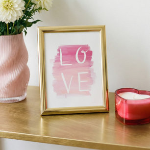 Kärlek Rosa Push Modern Calligraphy Valentine Art Poster