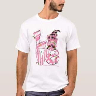 KÄRLEK Rosa Ribbon Breast Cancer Funny Gnome Chris T Shirt