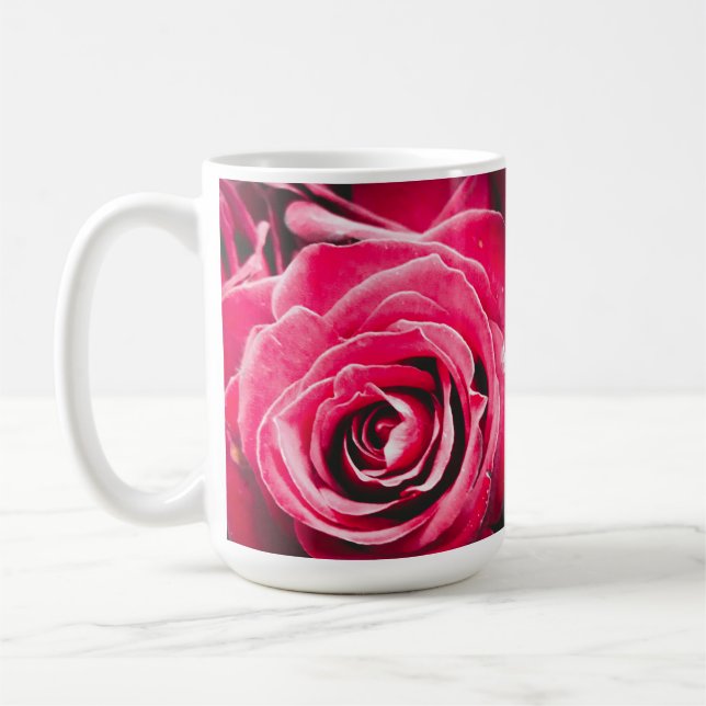 Kärlek Rosa ros 15oz Classic Mugg (Vänster)