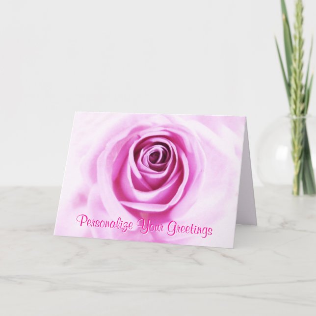 Kärlek Rosa Ros Anpassad text Grattiskort Tack Kort (Framsida)