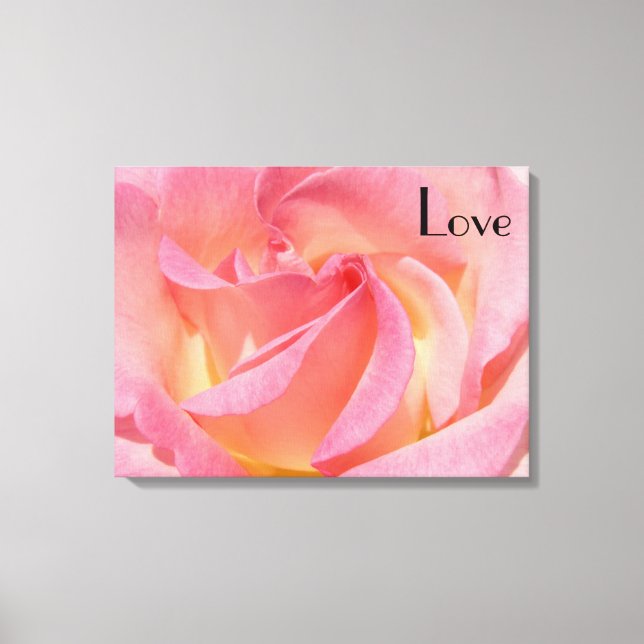 Kärlek Rosa Ros blomma Panel Canvas Konsttryck (Framsida)