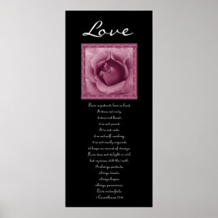 Kärlek - rosa ros - första Corinthians Poster