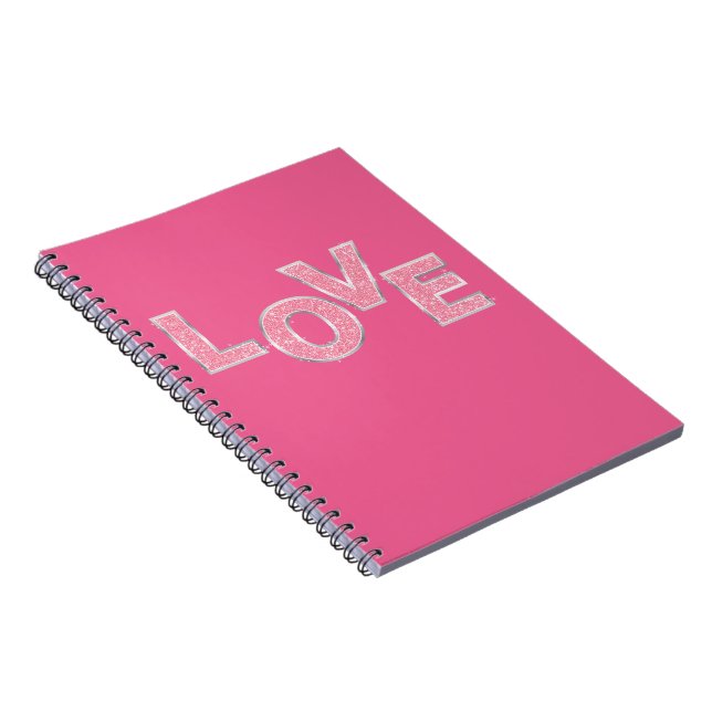 Kärlek Rosa Silver Glitter Anteckningsbok (Högra Sidan)