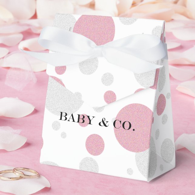 Kärlek Rosa & Silver Polka Dot Sprinkle Shower Par Presentaskar (Bröllop)
